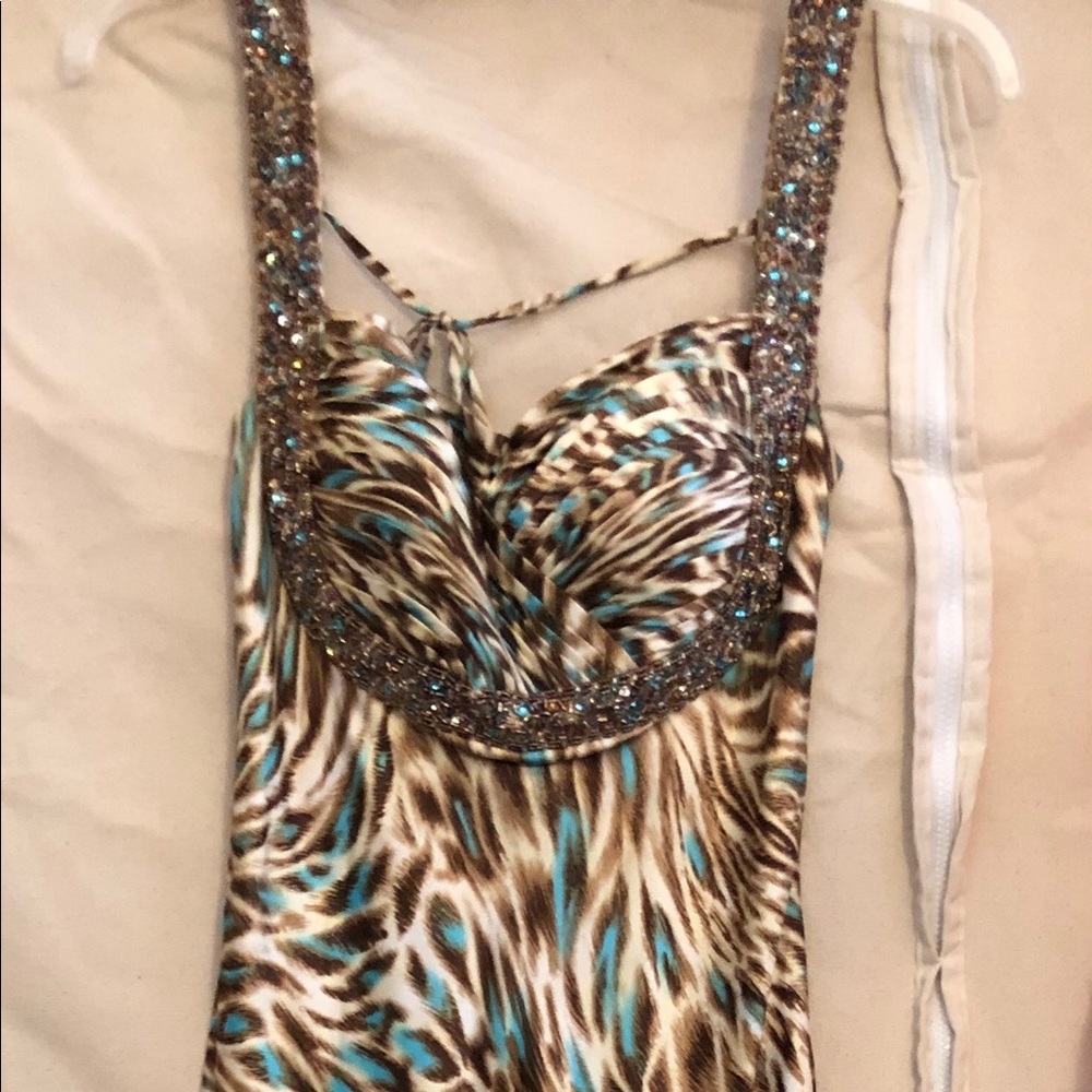 Long maxi animal print evening dress - Picture 2 of 8